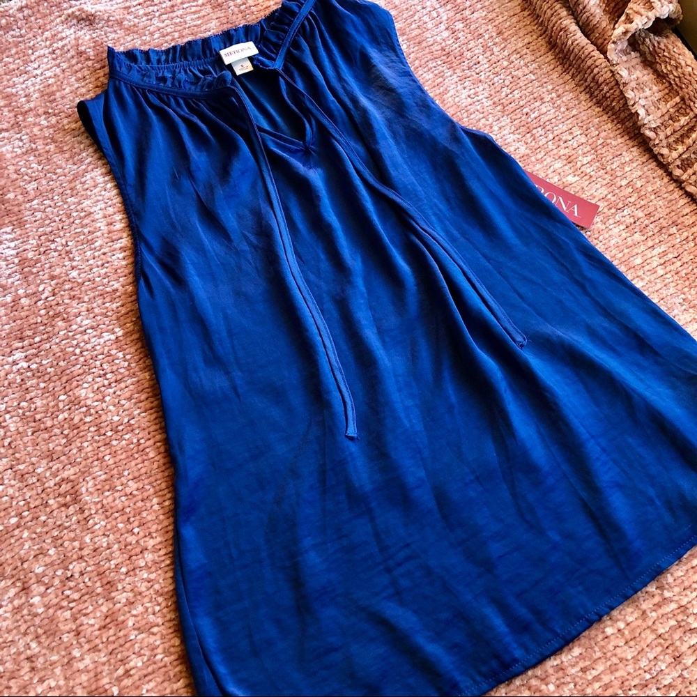 NEW Blue Satin Tank Blouse